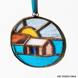 Ocean Views Stained Glass Suncather Decoration Glass, Ornament, Window Decoration, Wall Hanging, Home Decor Gift - thumbnail 2