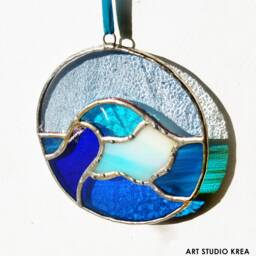 Ocean Views Stained Glass Suncather Decoration Glass, Ornament, Window Decoration, Wall Hanging, Home Decor Gift - thumbnail 3