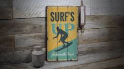 Surfs Up Wooden Box Sign, Ocean House Decor Lifestyle, Decor, Sale Wall - Old Sign - thumbnail 1