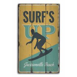 Surfs Up Wooden Box Sign, Ocean House Decor Lifestyle, Decor, Sale Wall - Old Sign - thumbnail 2