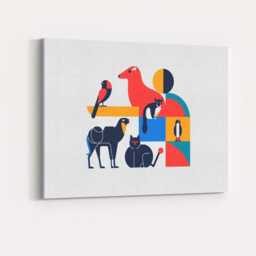 Scandinavian Geometric Woodland Animals Modern Illustration Canvas Wall Art Print Decor Picture Ready To Hang - thumbnail 4