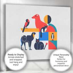 Scandinavian Geometric Woodland Animals Modern Illustration Canvas Wall Art Print Decor Picture Ready To Hang - thumbnail 3