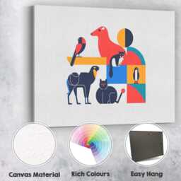 Scandinavian Geometric Woodland Animals Modern Illustration Canvas Wall Art Print Decor Picture Ready To Hang - thumbnail 2