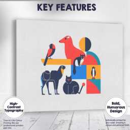 Scandinavian Geometric Woodland Animals Modern Illustration Canvas Wall Art Print Decor Picture Ready To Hang - thumbnail 1