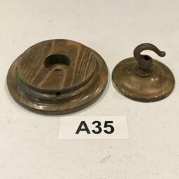 Brass Ceiling Hook Lamp Chandelier Light Wall Patras Wooden Mount Hanging Chain Antique Old - thumbnail 2