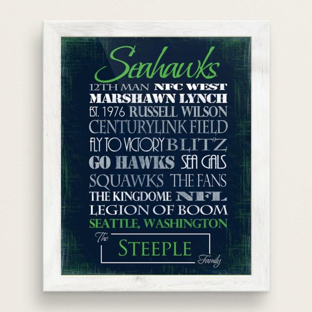 Seattle Seahawks. Personalized. Print Or Canvas. Seahawks Decor, Art. Print. Gifts For Dad. Him. Man Cave Art - image 1