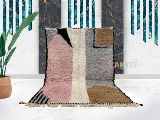Yakiti - 5X7Ft Moroccan Rug, Beni Ourain Area Modern Wool Living Room Beniourain Handmade Soft Carpet, 155 cm X 220 - image 1