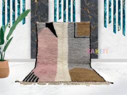Yakiti - 5X7Ft Moroccan Rug, Beni Ourain Area Modern Wool Living Room Beniourain Handmade Soft Carpet, 155 cm X 220 - thumbnail 1