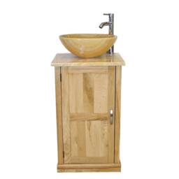 Cloakroom Bathroom Vanity Unit Oak Golden Onyx Wash Stand & Basin Set 309Go025Go - thumbnail 2