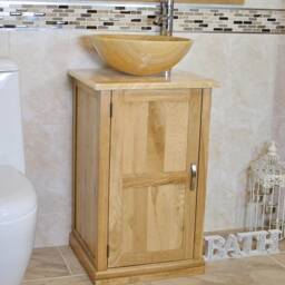 Cloakroom Bathroom Vanity Unit Oak Golden Onyx Wash Stand & Basin Set 309Go025Go - thumbnail 3