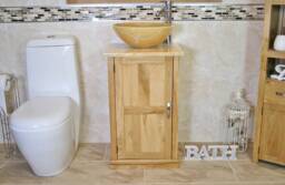 Cloakroom Bathroom Vanity Unit Oak Golden Onyx Wash Stand & Basin Set 309Go025Go