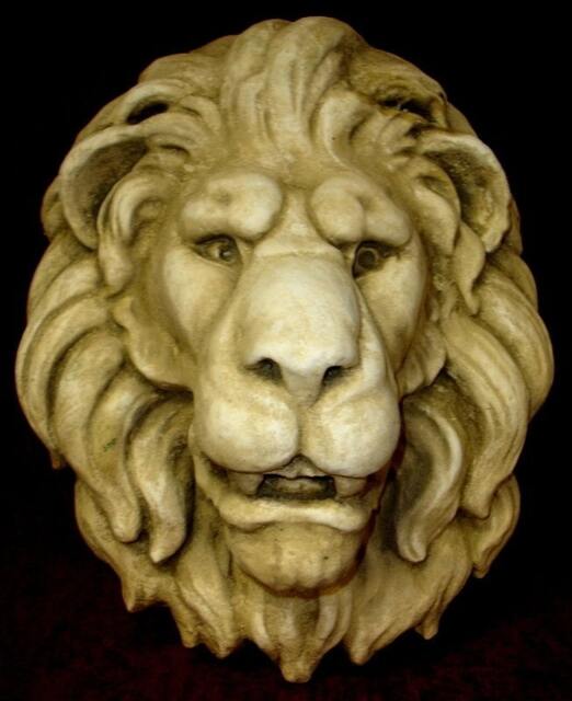 Lion Head Feline Wall Plaque Decor Antique Finished Sculpture - image 1
