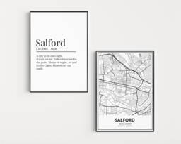 Salford Prints, Map Print Set , Gift, Gift For Salfordians, Wall Of Print, Definition - thumbnail 1
