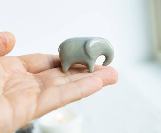 Handmade Ceramic Mini Elephant Figurine - image 1