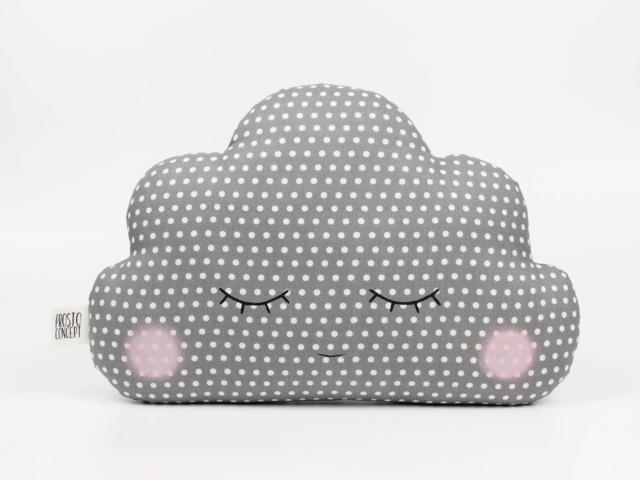 Gray Polka Dot Cloud Pillow For Nursery Decor, Baby Cushion Shower Gift Infant Gender Neutral Throw Kids Room Children Bed Teepee Sky - image 1