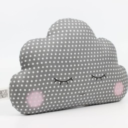 Gray Polka Dot Cloud Pillow For Nursery Decor, Baby Cushion Shower Gift Infant Gender Neutral Throw Kids Room Children Bed Teepee Sky - thumbnail 2
