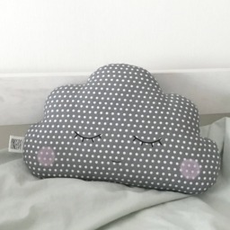 Gray Polka Dot Cloud Pillow For Nursery Decor, Baby Cushion Shower Gift Infant Gender Neutral Throw Kids Room Children Bed Teepee Sky - thumbnail 3