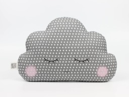 Gray Polka Dot Cloud Pillow For Nursery Decor, Baby Cushion Shower Gift Infant Gender Neutral Throw Kids Room Children Bed Teepee Sky - thumbnail 1