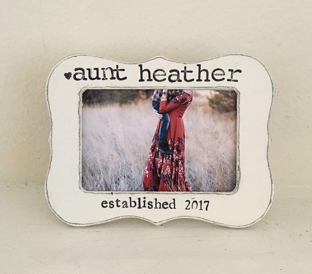 Personalized Aunt Picture Frame Hand Stamped, Distressed Wood - image 1