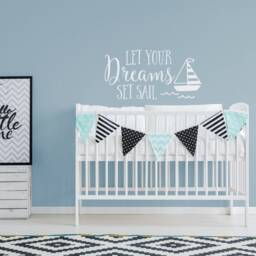 "Nautical Nursery Wall Decal ""Let Your Dreams Set Sail" - thumbnail 1