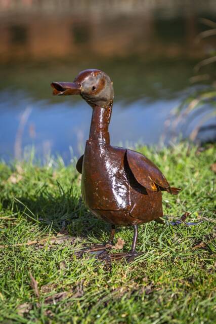 Handcrafted Recycled Metal Ducklings. Handmade Ducks. Outdoor Garden Duck Sculpture - image 1