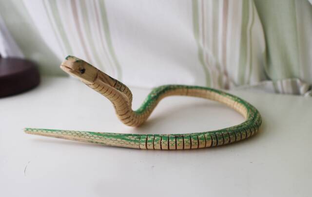 Flexible Wooden Snake Toy Hand-Crafted Wiggly Cobra - image 1