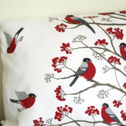 Pillow Cover White Red Birds Robins Rowan Tree Birch Birds Botanical Decorative Pillow For Throw Pillows Floor Cushions Accent Pillows - thumbnail 2