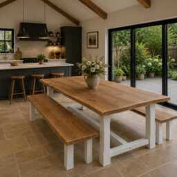 Handmade Solid Canadian Quebec Pine Refectory Dining Table Live Edge - Made To Order Farmhouse Bespoke Wooden - thumbnail 2