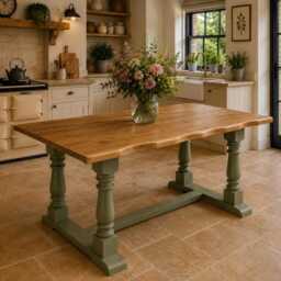 Handmade Solid Canadian Quebec Pine Refectory Dining Table Live Edge - Made To Order Farmhouse Bespoke Wooden - thumbnail 3
