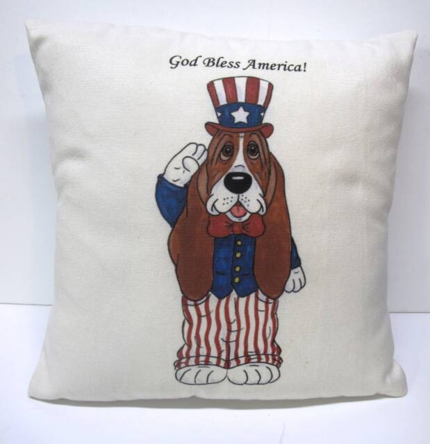"Basset Hound Accent Pillow - 14"" X ""God Bless America" - image 1