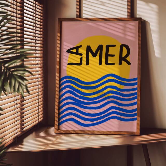 La Mer Unframed Print - Sea Poster Summer Art Decor Colourful Prints Modern Abstract - image 1