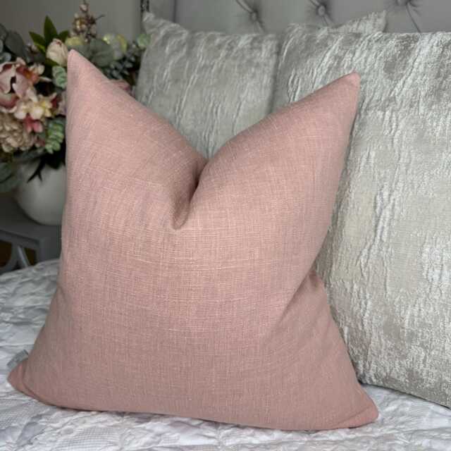 Cotton Blend Plain Pink Cushion Cover, For Sofa Chair, Perfect Living Room Pillow Cover Everyday Use, John Lewis Fabric - image 1