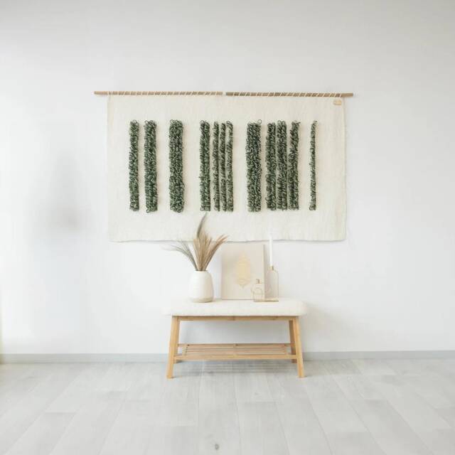 Luna Green - Textured Wall Hanging Tapestry Decor Bohemian Living Room Boho Decoration Large Weaving Fiber Art - image 1