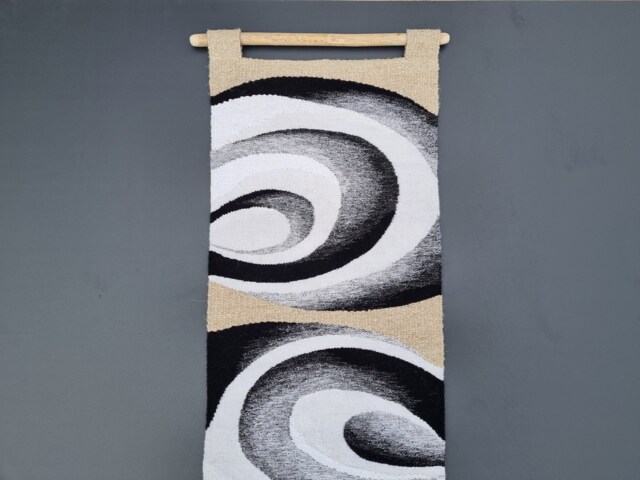 Handwoven Tapestry Wall Art Black & White Modern Decor - image 1