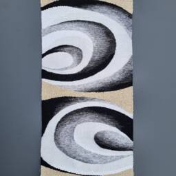 Handwoven Tapestry Wall Art Black & White Modern Decor - thumbnail 2