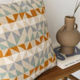 Textured Blue Yellow Beige Throw Pillow Cover, Any Custom Size Colorful Soft Case, Geometric Triangle Pattern Pillow, Cover Only - thumbnail 3