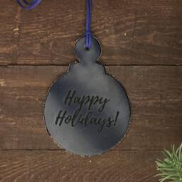 Leather Christmas Ornaments Big, Merry Ornaments, Happy Holidays Ornaments Engraved, Navy Ornament. Olive Green Ornament - thumbnail 3