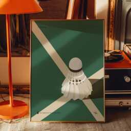 Retro Badminton Art Print - Vintage Sports Poster Bold Shuttlecock Wall For Home Suspended Play - The Heritage Room Collection - thumbnail 3