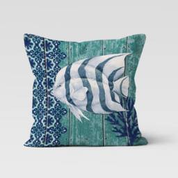 Fish Cushion Covers/Beach Home Decorative Pillow-Decorative Summer Marine Pillow Cover-Fish Painting Throw-Beach House Trend - thumbnail 2