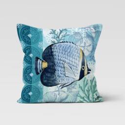 Fish Cushion Covers/Beach Home Decorative Pillow-Decorative Summer Marine Pillow Cover-Fish Painting Throw-Beach House Trend - thumbnail 3