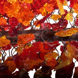 Warm Orange Floral & Leaves Resin Chandelier Elegant Dining Room Lighting Decor - thumbnail 3