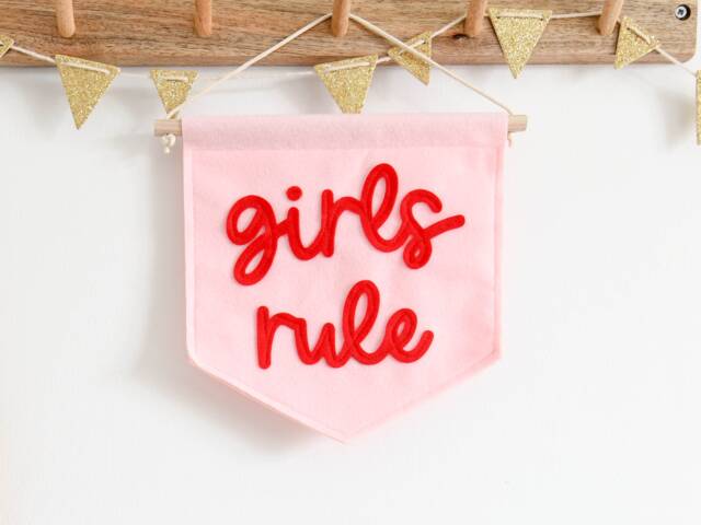 Girls Rule Mini Felt Nursery Wall Banner Bedroom Decor - image 1