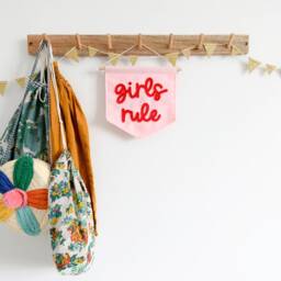 Girls Rule Mini Felt Nursery Wall Banner Bedroom Decor - thumbnail 2