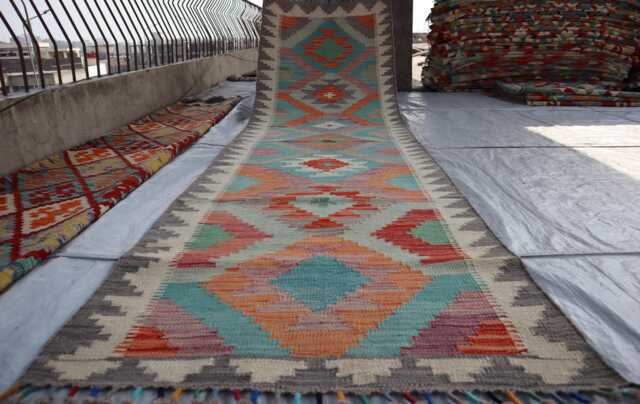 3x9 Ft Chubi Maimana Stunning New Runner Rug, Afghan Handmade Kilim Flatweave Oriental Turkmen Area Hallway Rug - image 1