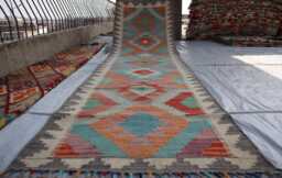 3x9 Ft Chubi Maimana Stunning New Runner Rug, Afghan Handmade Kilim Flatweave Oriental Turkmen Area Hallway Rug - thumbnail 1