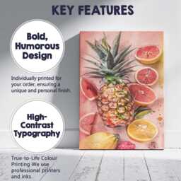 Vintage Tropical Pineapple & Grapefruit Still Life Canvas Wall Art Print Decor Picture Ready To Hang - thumbnail 2