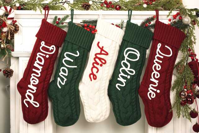 Personalized Knitted Christmas Stocking Custom Family Holiday Decor - image 1