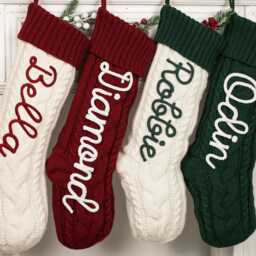 Personalized Knitted Christmas Stocking Custom Family Holiday Decor - thumbnail 2