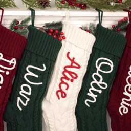 Personalized Knitted Christmas Stocking Custom Family Holiday Decor - thumbnail 3