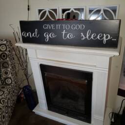 Give It To God & Go Sleep Sign Master Bedroom Distressed Wood Wall Hanging Religious Decor Rustic Modern Farmhouse - thumbnail 2
